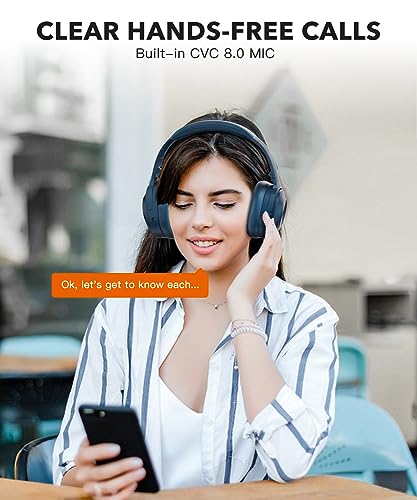 INFURTURE Q1 Active Noise Cancelling Headphones with Microphone，Wireless Over Ear Bluetooth Headphones, Deep Bass, Memory Foam Ear Cups, Quick Charge 40H Playtime, for TV, Travel