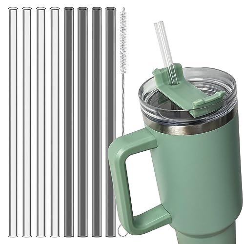 Replacement Straws for 40 oz and 30 oz Stanley Cups, 8 Pieces of 12.2×0.39 inch Transparent Stanley Cup Straws with Straw Brush, Reusable and Compatible with Stanley Cup Accessories.(Two Colors)