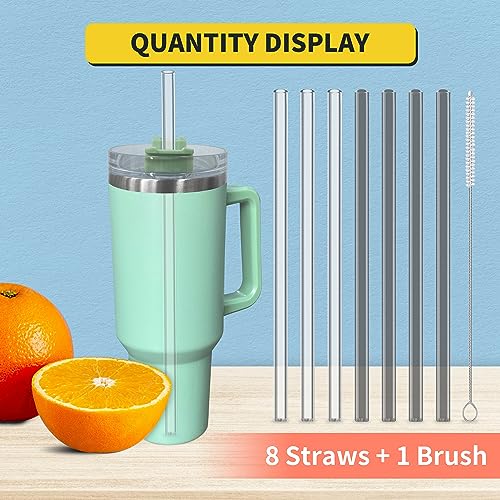 Replacement Straws for 40 oz and 30 oz Stanley Cups, 8 Pieces of 12.2×0.39 inch Transparent Stanley Cup Straws with Straw Brush, Reusable and Compatible with Stanley Cup Accessories.(Two Colors)