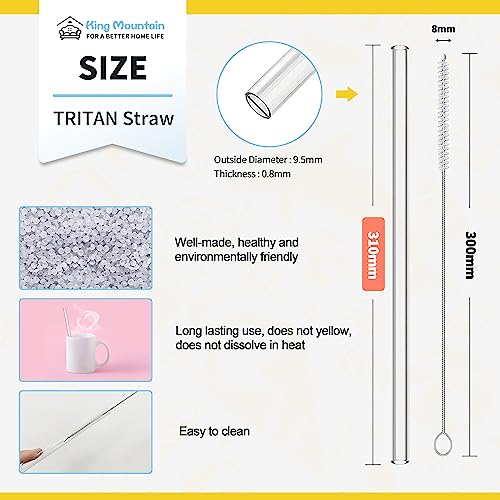 Replacement Straws for 40 oz and 30 oz Stanley Cups, 8 Pieces of 12.2×0.39 inch Transparent Stanley Cup Straws with Straw Brush, Reusable and Compatible with Stanley Cup Accessories.(Two Colors)