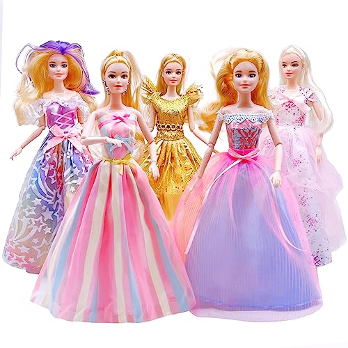 5 Sets Doll Clothes Handmade Doll Dress for 11.5 Inch Doll Wedding Party Dresses Gown Outfit Costume Suit for 11.5 inch Dolls Random Styles