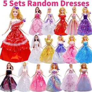 5 Sets Doll Clothes Handmade Doll Dress for 11.5 Inch Doll Wedding Party Dresses Gown Outfit Costume Suit for 11.5 inch Dolls Random Styles