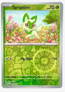 pokemon - sprigatito 013/193 - paldea evolved - reverse holo pokemon card - foil