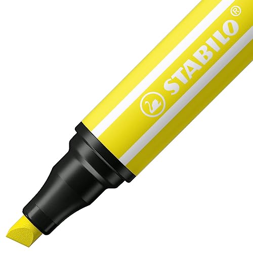 STABILO Premium Felt Tip Pen with Thick Chisel Tip Pen 68 MAX - ARTY - Pack of 24 - with 24 Different Colours