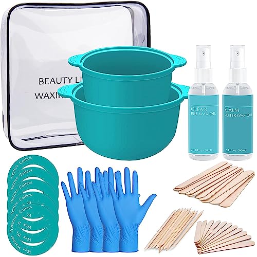 LEMONTRA Waxing Accessories Kit, 2 Heat Safe Silicone Bowls, 2 Spray Bottles