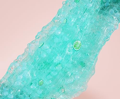 Premade Green Clear Slime - Large Capacity Crystal Slime Lemon Green Glimmer Slime kit,Super Soft and Non-Sticky, for Boys and Girls,Great for Parties (15oz)