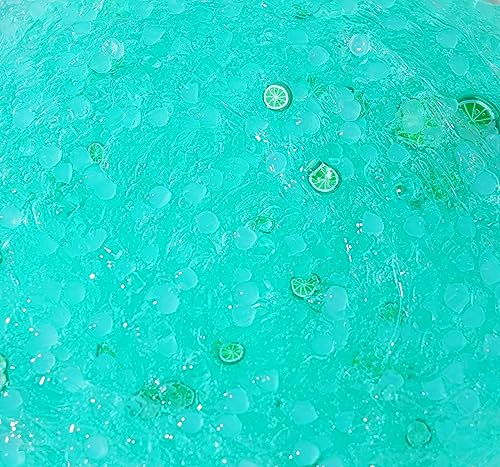 Premade Green Clear Slime - Large Capacity Crystal Slime Lemon Green Glimmer Slime kit,Super Soft and Non-Sticky, for Boys and Girls,Great for Parties (15oz)