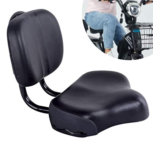 Extra Wide Bike Seat with Backrest and Comfortable Ergonomic Design for Men and Women - Adjustable Height Leather Saddle Pad for eBike, Tricycle, and Big Bikes