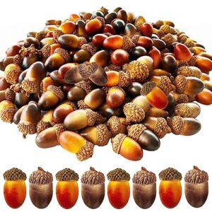 cshangzei 200pcs mini artificial acorns,bulk fake acorn with natural cap lifelike for fall thanksgiving halloween decoration,wedding decor,vase filler,diy crafts