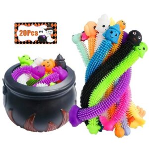 cherislpy 5.5" halloween cauldron with 20 pcs stretchy strings stress relief and anti-anxiety toys assortment for kids boys girls halloween party favors,halloween decorations