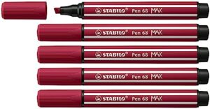 stabilo premium fibre-tip pen with chisel tip pen 68 max - pack of 5 - purple