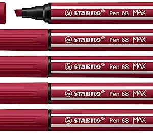 STABILO Premium Fibre-Tip Pen with Chisel Tip Pen 68 MAX - Pack of 5 - Purple