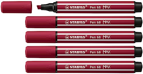 STABILO Premium Fibre-Tip Pen with Chisel Tip Pen 68 MAX - Pack of 5 - Purple