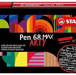 STABILO Premium Fibre-Tip Pen with Chisel Tip Pen 68 MAX - Pack of 5 - Purple