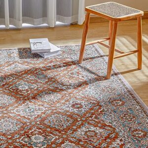 Boho Vintage Area Rug - 5x7 Large Persian Washable Living Room Rug Ultra-Thin Non-Slip Non-Shedding Print Floor Carpet for Bedroom Home