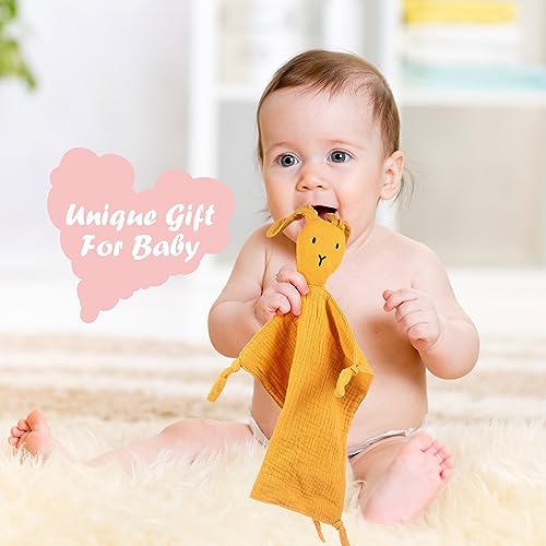 Tranqun 11 Pieces Bunny Baby Lovey Blankets Organic Cotton Muslin Security Blanket Soft Breathable Lovie Blanket for Newborn and Infant Boys and Girls