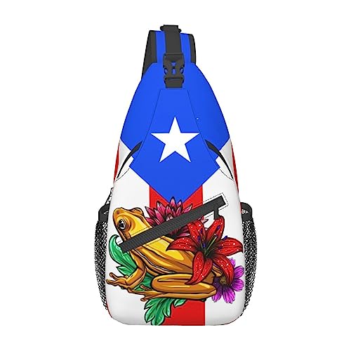 MANQINF Puerto Rico Flag Sling Bag,Multipurpose Crossbody Backpack Shoulder Chest Bag for Women Men Travel Hiking Daypack