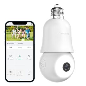 toaioho light bulb security cameras wirless outdoor indoor, cameras for home security, with color night vision, motion detection, 2-way talk, 24/7 recording, sd card(not included)/cloud storage