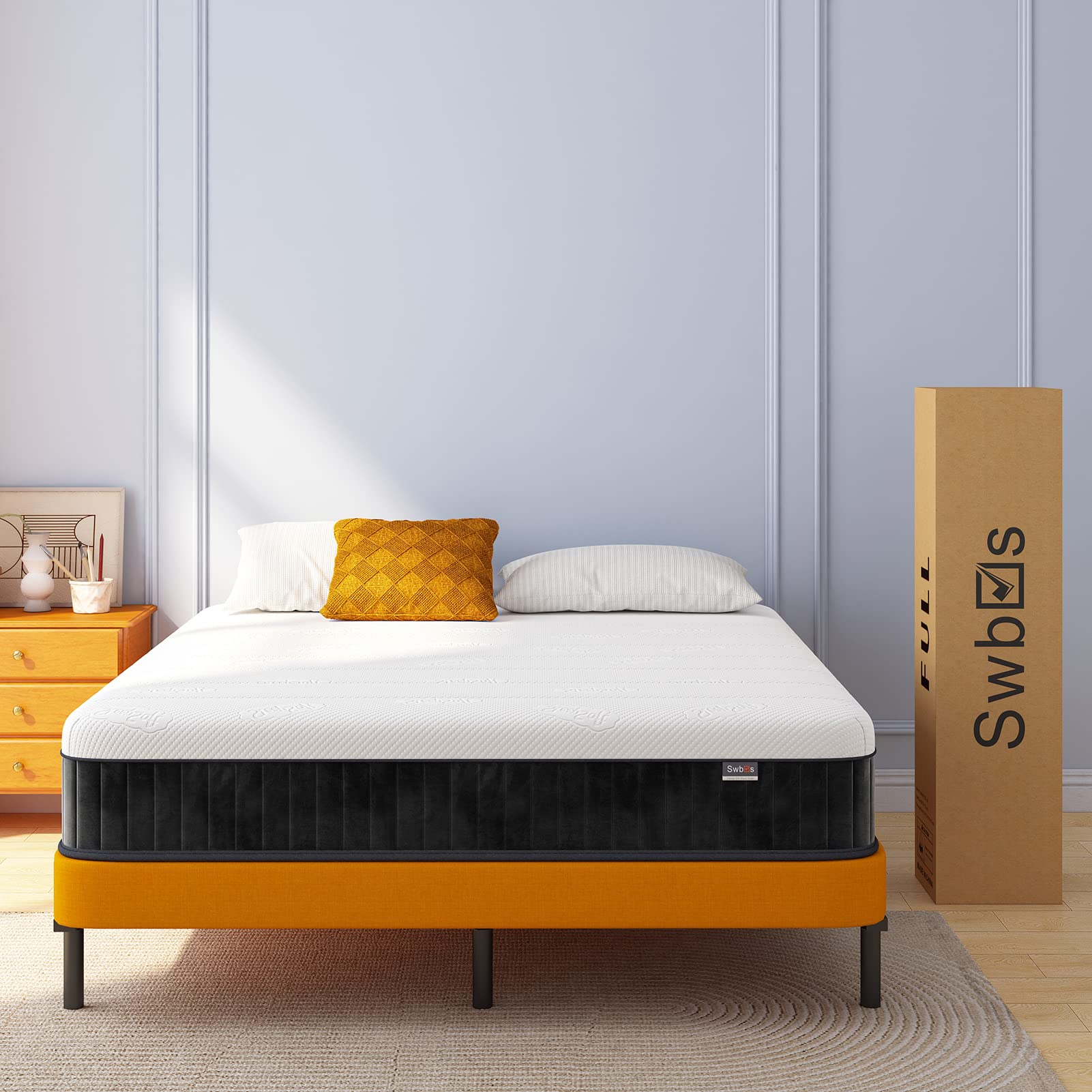 Swbvs Mattress Queen Size, 12 Inch Memory Foam Firm Queen Mattress Size with Hybrid Queen Bed Mattress in a Box Pressure Relief & Supportive Queen Size Mattress