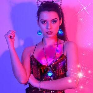 Henoyso 24 Pcs LED Disco Ball Necklaces Light up Disco Party Necklaces 70s Disco Necklace Mini Disco Party Favors Costume Necklaces for Stage Props Bachelorette Birthday Disco Party (Colorful Light)