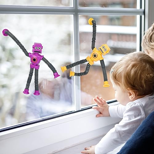 6 Pcs Telescopic Suction Cup Robot Toy Sensory Toys, Giraffe Telescopic Tube Shape Changing Telescopic Pop Tubes Decompress Educational Toys for Girls Boys