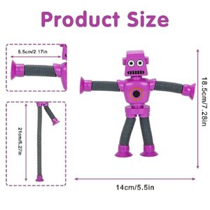 6 Pcs Telescopic Suction Cup Robot Toy Sensory Toys, Giraffe Telescopic Tube Shape Changing Telescopic Pop Tubes Decompress Educational Toys for Girls Boys