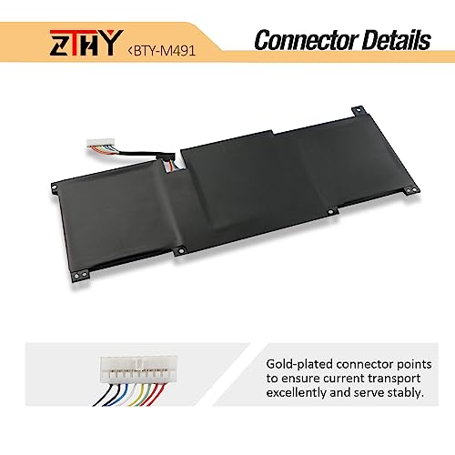 ZTHY BTY-M491 Laptop Battery Replacement for MSI Modern 15 A10M A10M-028DE A10RAS A10RAS-076FR A10RB A10RB-041TW A10RD A11M A11SB A4M A4MW Summit B15 A11M Stealth 15M 11.4V 52.4Wh (White Connector)