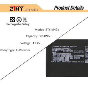 ZTHY BTY-M491 Laptop Battery Replacement for MSI Modern 15 A10M A10M-028DE A10RAS A10RAS-076FR A10RB A10RB-041TW A10RD A11M A11SB A4M A4MW Summit B15 A11M Stealth 15M 11.4V 52.4Wh (White Connector)