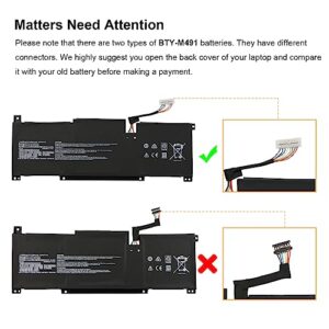 ZTHY BTY-M491 Laptop Battery Replacement for MSI Modern 15 A10M A10M-028DE A10RAS A10RAS-076FR A10RB A10RB-041TW A10RD A11M A11SB A4M A4MW Summit B15 A11M Stealth 15M 11.4V 52.4Wh (White Connector)