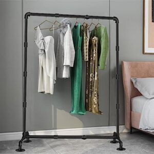 Mdjwjj Industrial Pipe Clothing Rack Free Standing,Vintage Commercial Grade Pipe Garment Racks with 4 Stable Feet for Hanging Clothes Retail Display,Black