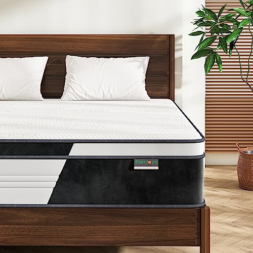 PurrJoys Full Mattress, 12 Inch Hybrid Mattress in a Box with Gel Memory Foam, Pocket Innerspring, Pressure Relief, Motion Isolation, Non-Fiberglass - Mattress Full Size