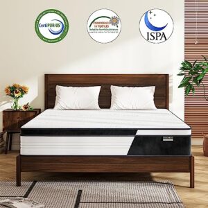 PurrJoys Full Mattress, 12 Inch Hybrid Mattress in a Box with Gel Memory Foam, Pocket Innerspring, Pressure Relief, Motion Isolation, Non-Fiberglass - Mattress Full Size