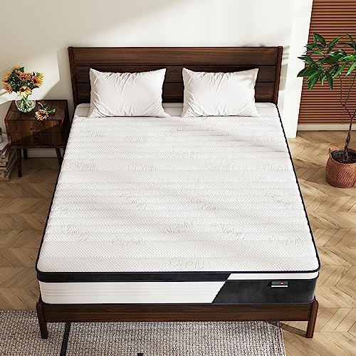 PurrJoys Full Mattress, 12 Inch Hybrid Mattress in a Box with Gel Memory Foam, Pocket Innerspring, Pressure Relief, Motion Isolation, Non-Fiberglass - Mattress Full Size