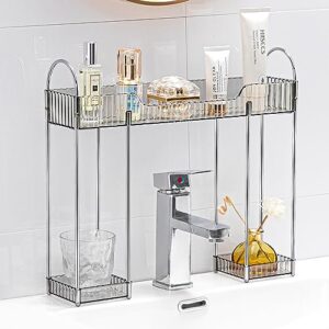 ycia&done bathroom countertop organizer over the faucet, narrow counter organizer above sink, table mounted faucet sink shelf for bathroom, kitchen, toilet, laundry(smoky gray)