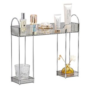 YCIA&DONE Bathroom Countertop Organizer Over The Faucet, Narrow Counter Organizer Above Sink, Table Mounted Faucet Sink Shelf for Bathroom, Kitchen, Toilet, Laundry(Smoky Gray)