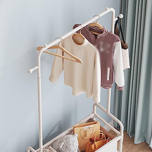 BBAUER Entryway Coat Rack with 2 Hooks Garment Rack with 3-Tier Shelf Free Standing Shoe Rack with Garment Rail for Bedroom Living Room Hallway (Color : Yellow, Size : 60x30x165cm)