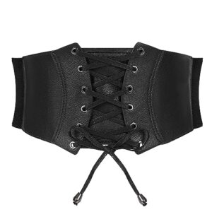jasgood wide elastic corset belt for women vintage lace-up tied waspie waist belt for dress