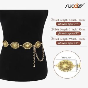 SUOSDEY Women Metal Waist Chain Belt Concho Western Cowgirls Country Belt for Jeans Dress