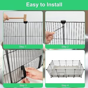 Lonepetu 8 Square Guinea Pig Cage with Tarp Bottom, C&C Cage Habitats with PVC Liner, Small Pet Playpen and Cage Liners for Rabbit Guinea Pig Bunny Ferret Hedgehog 12 Panels 48" x 24" x 16", Grey