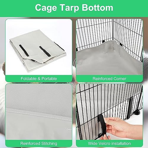 Lonepetu 8 Square Guinea Pig Cage with Tarp Bottom, C&C Cage Habitats with PVC Liner, Small Pet Playpen and Cage Liners for Rabbit Guinea Pig Bunny Ferret Hedgehog 12 Panels 48" x 24" x 16", Grey