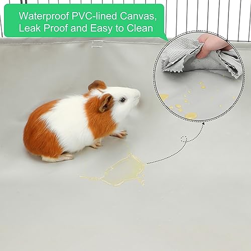 Lonepetu 8 Square Guinea Pig Cage with Tarp Bottom, C&C Cage Habitats with PVC Liner, Small Pet Playpen and Cage Liners for Rabbit Guinea Pig Bunny Ferret Hedgehog 12 Panels 48" x 24" x 16", Grey