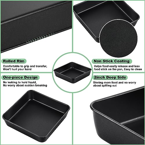 TeamFar Square Baking Pan, 8 inch Coated Square Cake Brownie Lasagna Pan with Stainless Steel Core & Non Stick Coating, for Baking Roasting Serving, Non-Toxic & Oven Safe, One Piece Design & Deep Wall