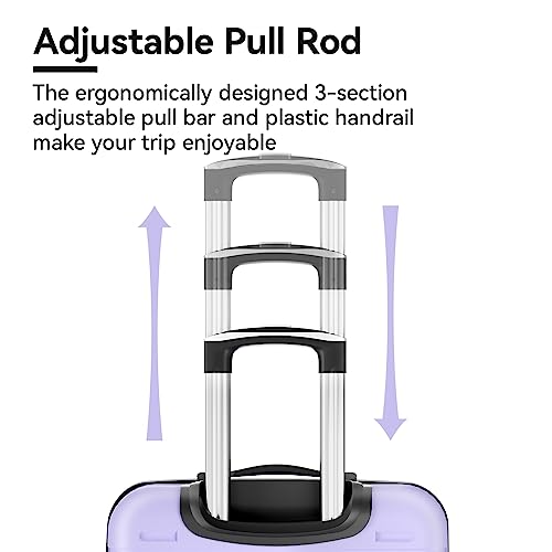 Powforlife Luggage 3 Piece Sets Lightweight Luggage Set Suitcases with Spinner Wheels Durable Travel Suitcase Set,Lavender Purple,3 Piece Set (20/24/28)