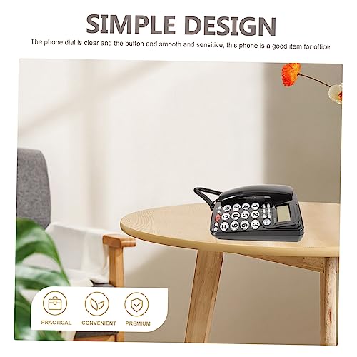 Business Phones Home Landline Home Phones Business Phone Household Phone Desk Phone English Telephone Battery Free Black PVC Crafts Desktop Telephone Home Phones