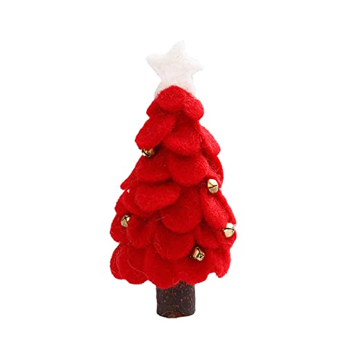 Felts Christmas Tree Desktop Christmas Tree with Bells Red Faux Christmas Tree Small Desktop Decoration and Ornament