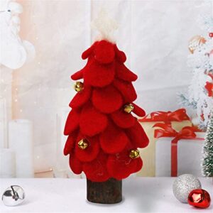 Felts Christmas Tree Desktop Christmas Tree with Bells Red Faux Christmas Tree Small Desktop Decoration and Ornament