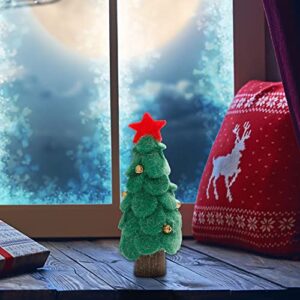 Felts Christmas Tree Desktop Christmas Tree with Bells Red Faux Christmas Tree Small Desktop Decoration and Ornament