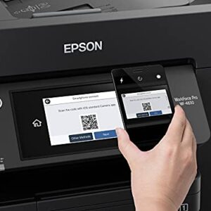 Epson Workforce Pro WF-4830 All-in-One Wireless Color Inkjet Printer, Black - Print Scan Copy Fax - 25 ppm, 4800 x 2400 dpi, Auto Duplex Printing, 50-Sheet ADF, 500-Sheet, 4.3" Touchscreen, Ethernet