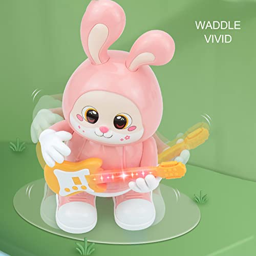 Alomejor Dancing Bunny Robot, Electric Sound Develop Skills Dancing Bunny Model Exquisite Kids Robot for Home Decoration (Pink)