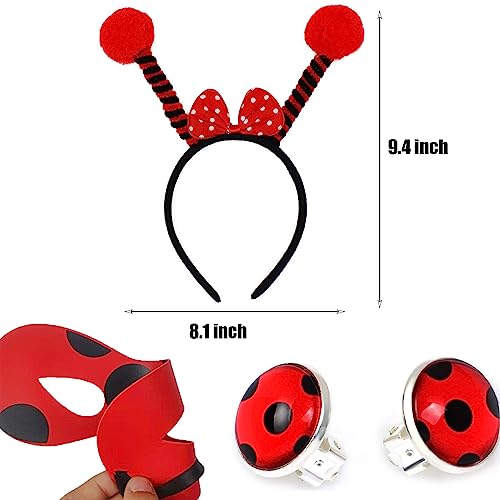 Ausejopeac Ladybug Bopper Antenna Headband Ladybug Wings and Masks Ladybug Costume Set for Kids Halloween Dress Up